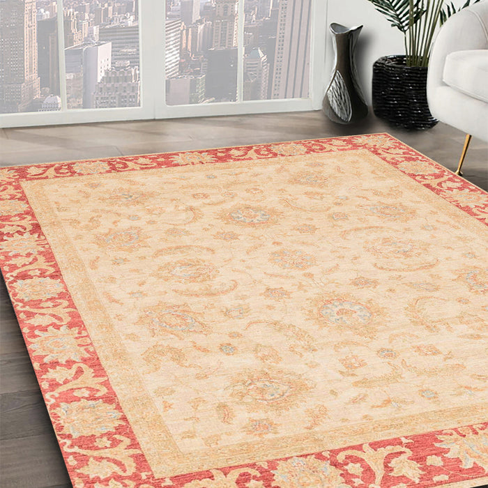 Machine Washable Abstract Pastel Orange Rug in a Family Room, wshabs3828