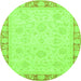 Round Machine Washable Abstract Green Modern Area Rugs, wshabs3828grn