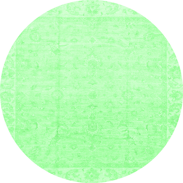 Round Machine Washable Abstract Emerald Green Modern Area Rugs, wshabs3829emgrn