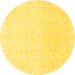 Round Abstract Yellow Modern Rug, abs3829yw