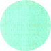 Round Abstract Turquoise Modern Rug, abs3829turq