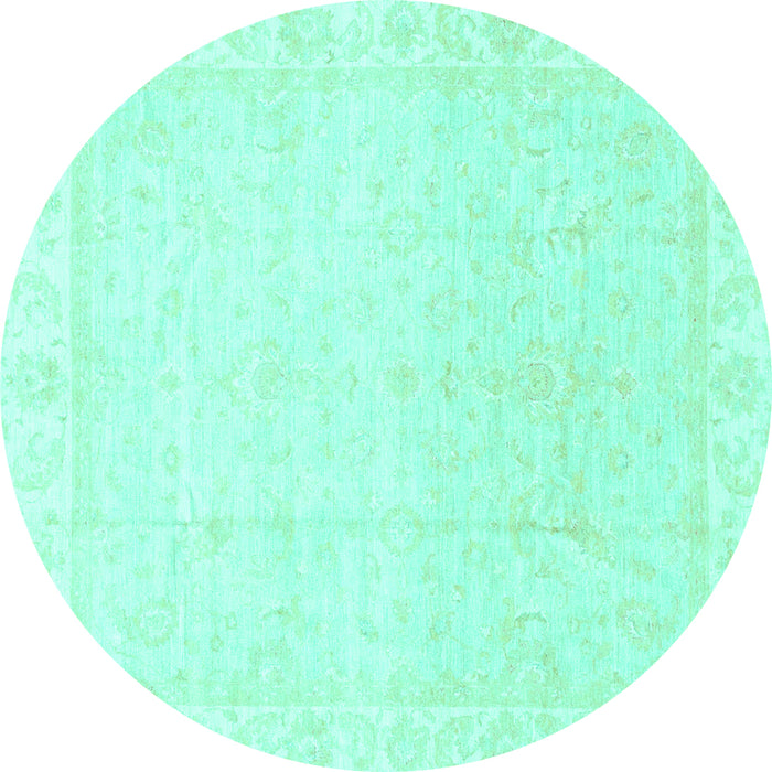 Round Machine Washable Abstract Turquoise Modern Area Rugs, wshabs3829turq