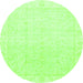 Round Machine Washable Abstract Green Modern Area Rugs, wshabs3829grn