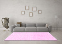 Machine Washable Abstract Pink Modern Rug, wshabs3829pnk