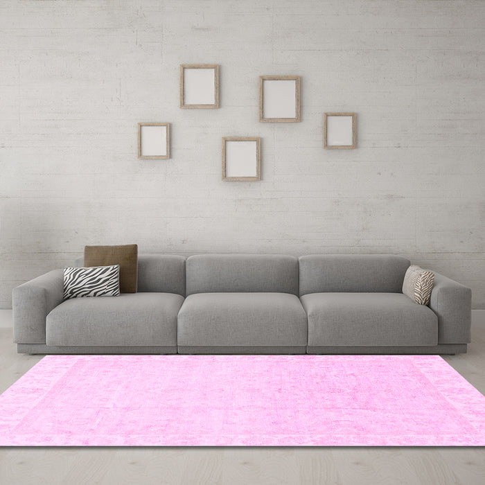 Machine Washable Abstract Pink Modern Rug in a Living Room, wshabs3829pnk