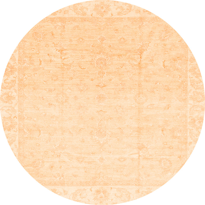 Round Machine Washable Abstract Orange Modern Area Rugs, wshabs3829org