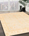 Abstract Brown Gold Modern Rug in Family Room, abs3829