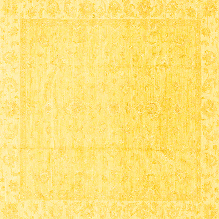 Square Machine Washable Abstract Yellow Modern Rug, wshabs3829yw