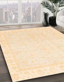 Machine Washable Abstract Brown Gold Rug in a Family Room, wshabs3829