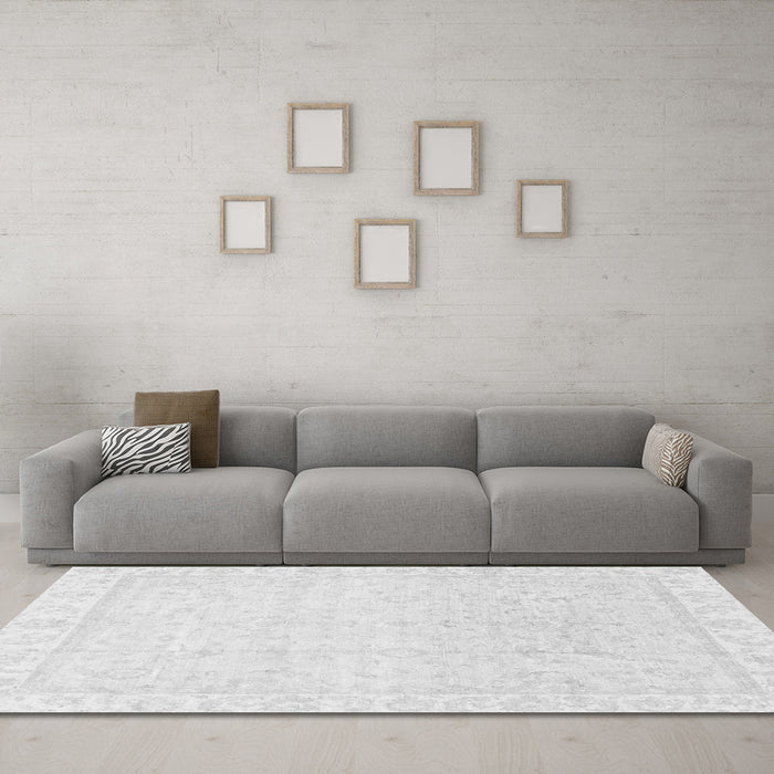 Machine Washable Abstract Gray Modern Rug in a Living Room,, wshabs3829gry
