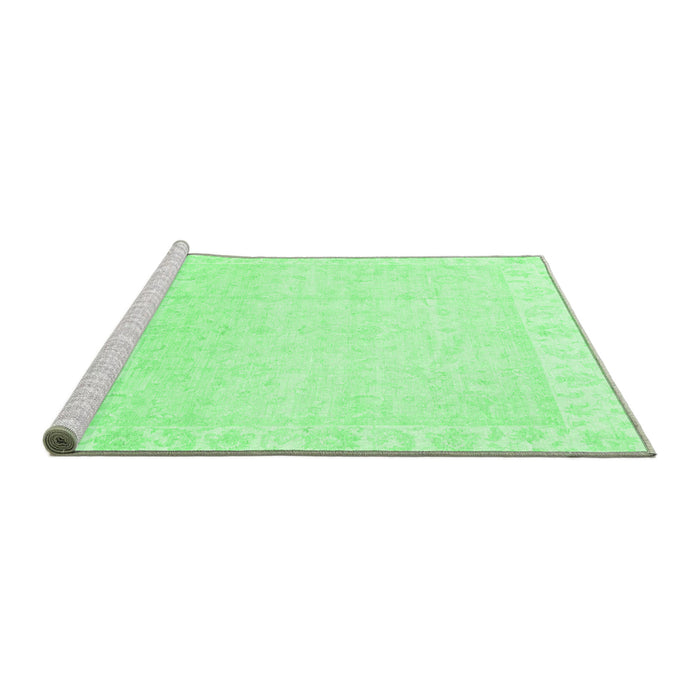 Sideview of Machine Washable Abstract Emerald Green Modern Area Rugs, wshabs3829emgrn