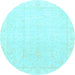 Round Machine Washable Abstract Light Blue Modern Rug, wshabs3829lblu