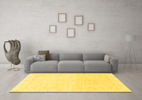 Machine Washable Abstract Yellow Modern Rug, wshabs3829yw