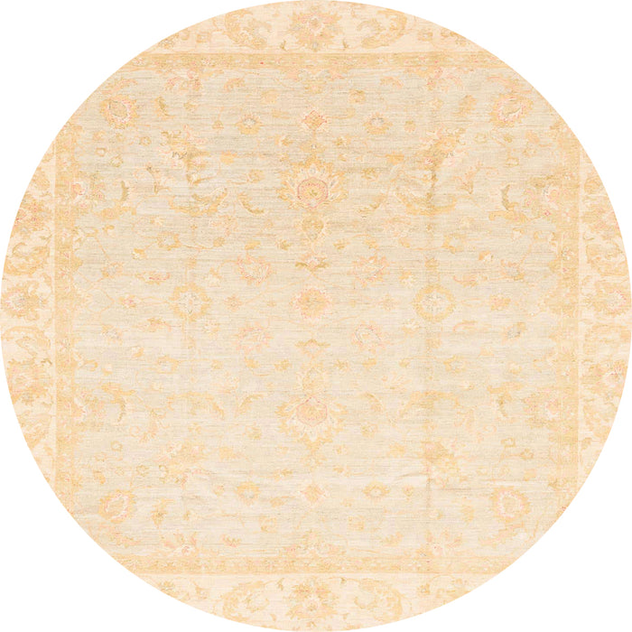 Round Machine Washable Abstract Brown Gold Rug, wshabs3829