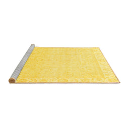 Sideview of Machine Washable Abstract Yellow Modern Rug, wshabs3829yw