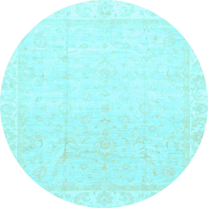 Round Abstract Light Blue Modern Rug, abs3829lblu