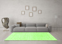 Machine Washable Abstract Green Modern Rug, wshabs3829grn