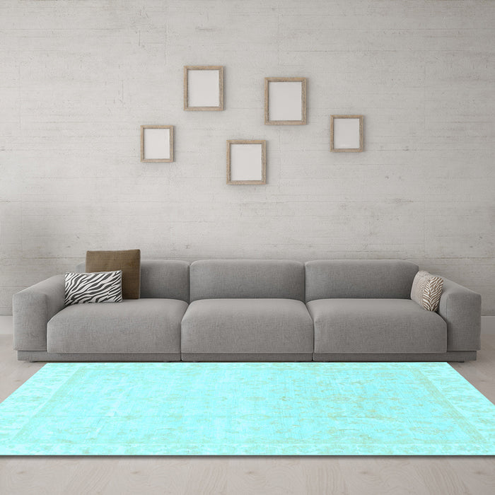 Machine Washable Abstract Light Blue Modern Rug in a Living Room, wshabs3829lblu