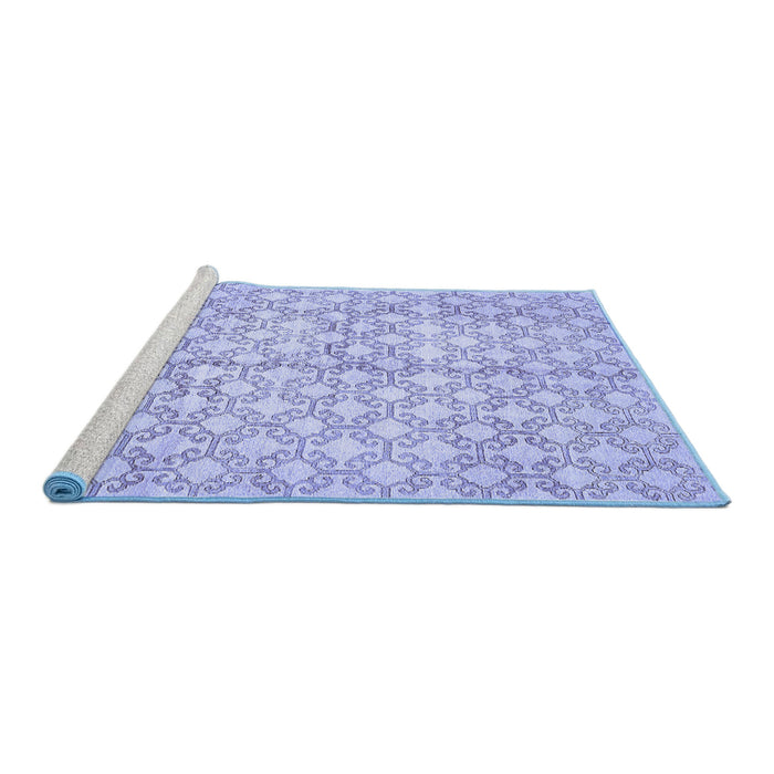 Sideview of Machine Washable Abstract Blue Modern Rug, wshabs382blu