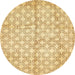 Round Abstract Yellow Modern Rug, abs382