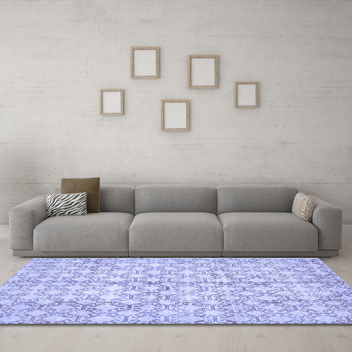 Machine Washable Abstract Blue Modern Rug in a Living Room, wshabs382blu