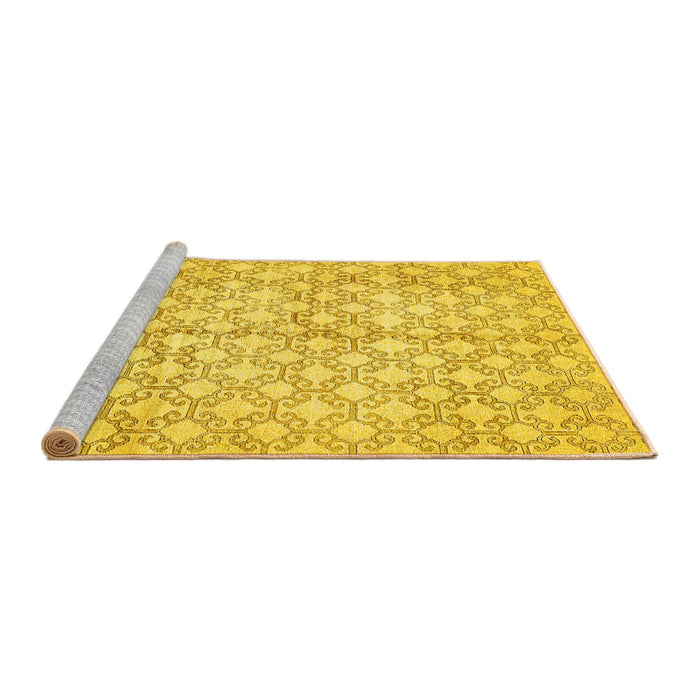 Sideview of Machine Washable Abstract Yellow Modern Rug, wshabs382yw