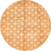 Round Machine Washable Abstract Orange Modern Area Rugs, wshabs382org