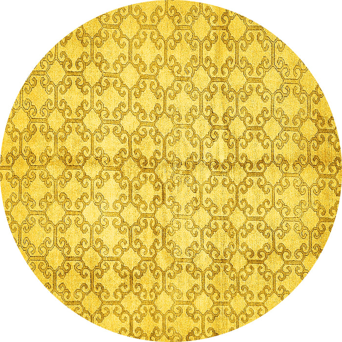 Round Abstract Yellow Modern Rug, abs382yw