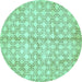 Round Abstract Turquoise Modern Rug, abs382turq