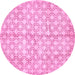 Round Machine Washable Abstract Pink Modern Rug, wshabs382pnk