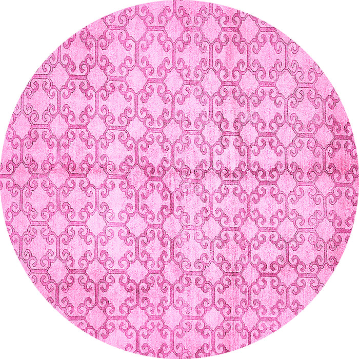 Round Abstract Pink Modern Rug, abs382pnk