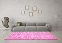 Machine Washable Abstract Pink Modern Rug, wshabs382pnk