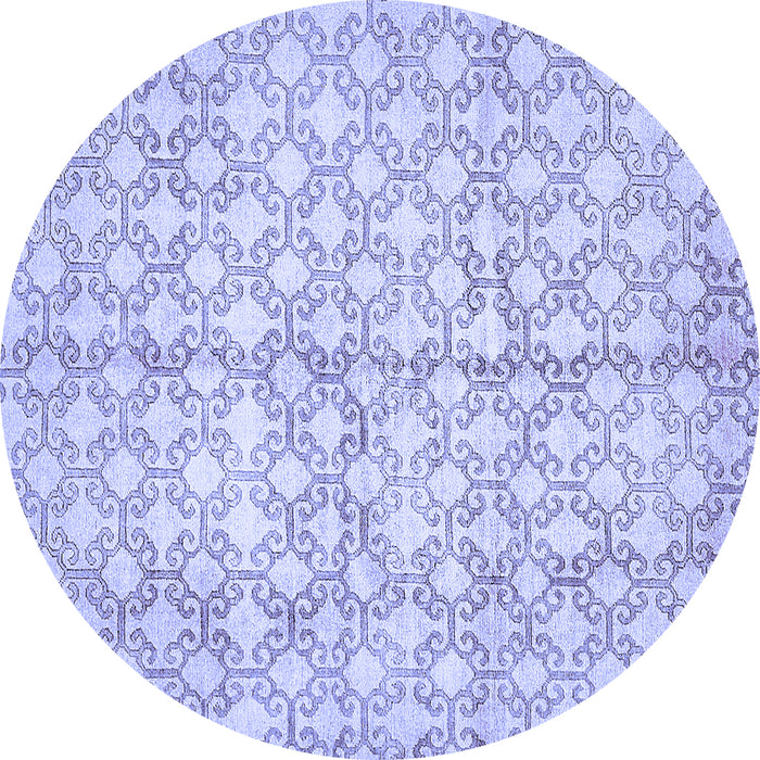 Round Machine Washable Abstract Blue Modern Rug, wshabs382blu