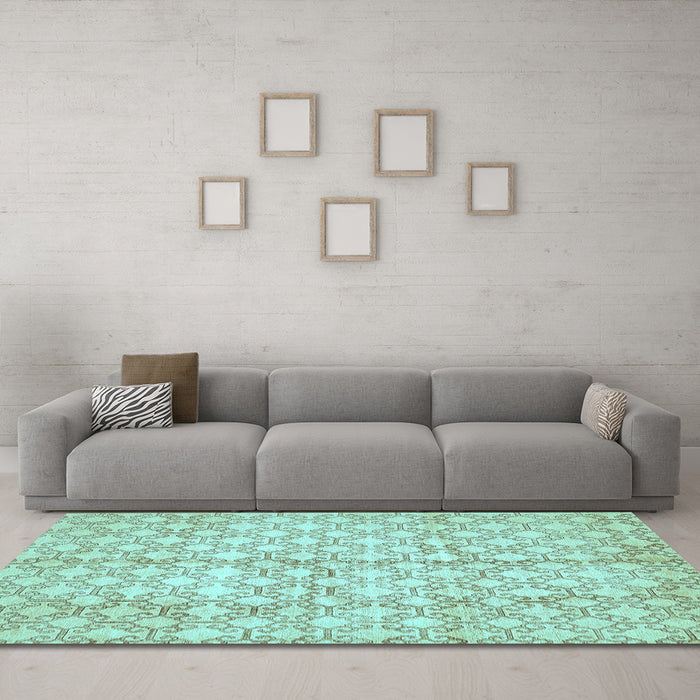 Machine Washable Abstract Light Blue Modern Rug in a Living Room, wshabs382lblu