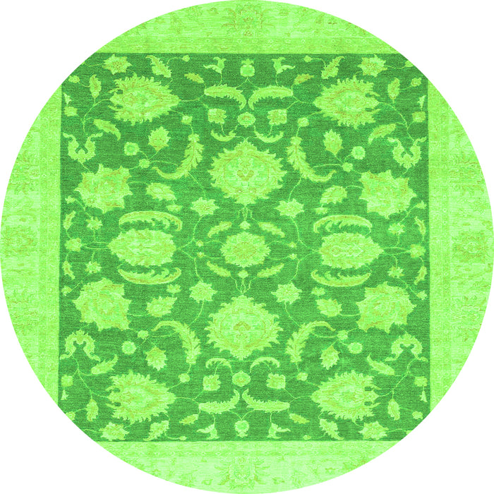 Round Oriental Green Traditional Rug, abs3830grn