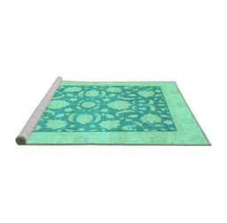 Sideview of Machine Washable Oriental Turquoise Traditional Area Rugs, wshabs3830turq