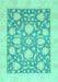 Machine Washable Oriental Turquoise Traditional Area Rugs, wshabs3830turq