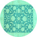 Round Oriental Turquoise Traditional Rug, abs3830turq