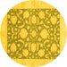 Round Oriental Yellow Traditional Rug, abs3830yw