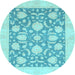 Round Oriental Light Blue Traditional Rug, abs3830lblu