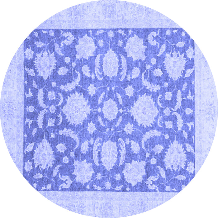 Round Machine Washable Oriental Blue Traditional Rug, wshabs3830blu