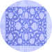 Round Oriental Blue Traditional Rug, abs3830blu