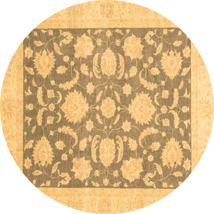 Round Oriental Brown Traditional Rug, abs3830brn