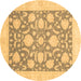 Round Oriental Brown Traditional Rug, abs3830brn