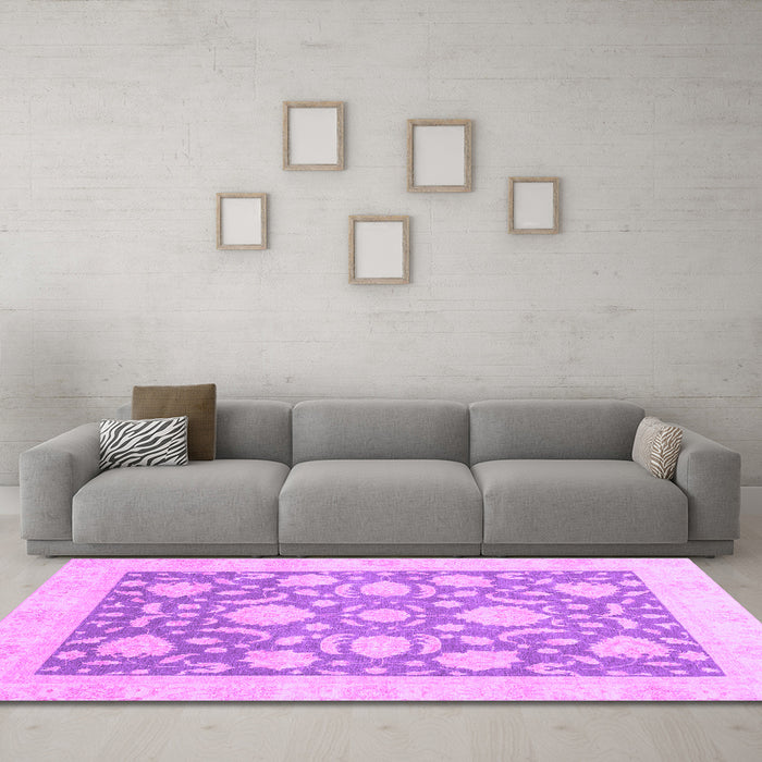 Machine Washable Oriental Purple Traditional Area Rugs in a Living Room, wshabs3830pur