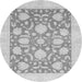 Round Machine Washable Oriental Gray Traditional Rug, wshabs3830gry