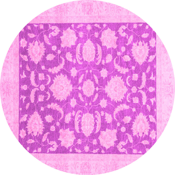 Round Machine Washable Oriental Pink Traditional Rug, wshabs3830pnk