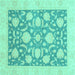 Square Oriental Turquoise Traditional Rug, abs3830turq