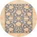 Round Abstract Camel Brown Oriental Rug, abs3830