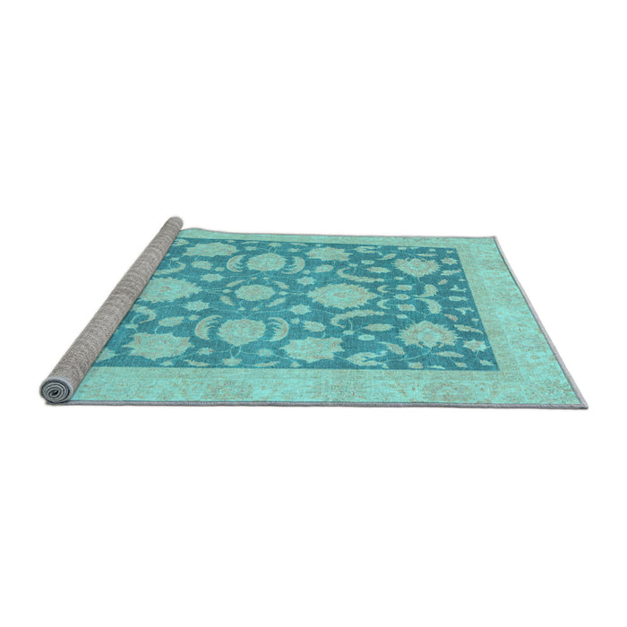 Sideview of Machine Washable Oriental Light Blue Traditional Rug, wshabs3830lblu